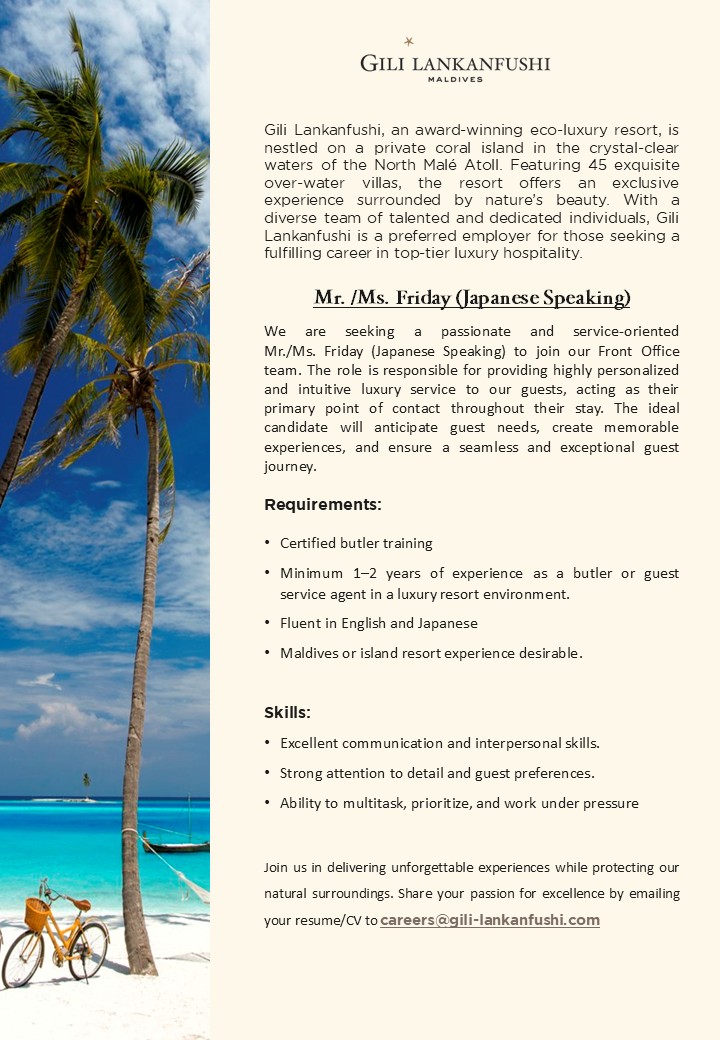 Оригинал объявления из источника job-maldives.com